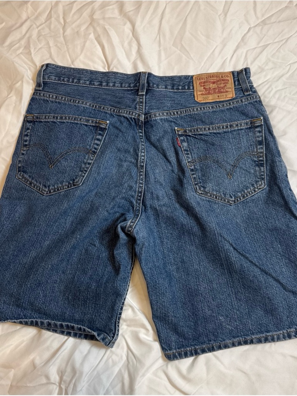 Levi's Blue Denim Cutoff Shorts with Back Patch